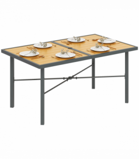 Outsunny Garden Table for 6, Outdoor Dining Table with 5cm Umbrella Hole