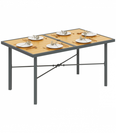 Outsunny Garden Table for 6, Outdoor Dining Table with 5cm Umbrella Hole