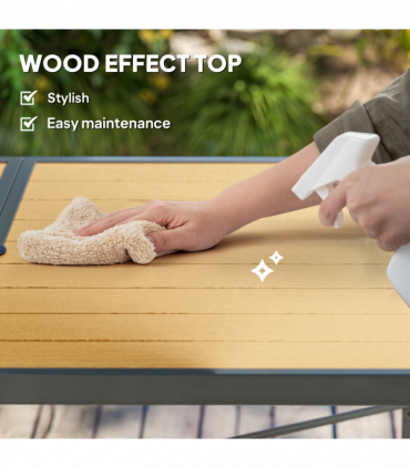 Outsunny Garden Table for 6, Outdoor Dining Table with 5cm Umbrella Hole