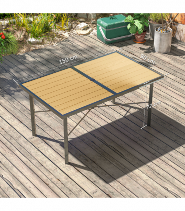 Outsunny Garden Table for 6, Outdoor Dining Table with 5cm Umbrella Hole