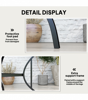 Outsunny Garden Table with Parasol Hole for Four, Slatted Metal Plate Top