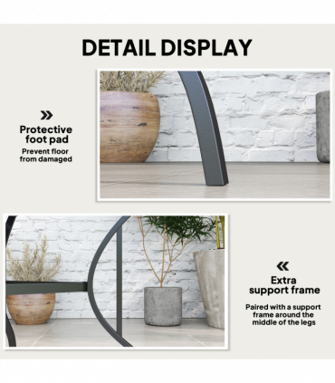 Outsunny Garden Table with Parasol Hole for Four, Slatted Metal Plate Top Grey