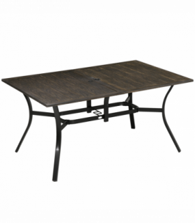 Outsunny Garden Table with Parasol Hole for Patio, Deck, Brown, 150 x 96 x 73cm