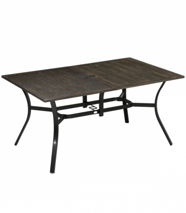 Outsunny Garden Table with Parasol Hole for Patio, Deck, Brown, 150 x 96 x 73cm