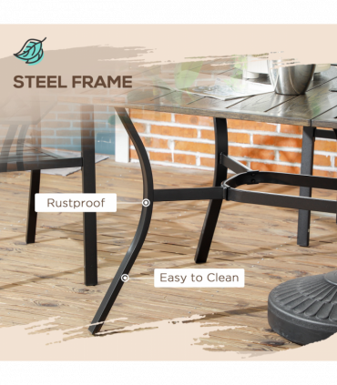 Outsunny Garden Table with Parasol Hole for Patio, Deck, Brown, 150 x 96 x 73cm