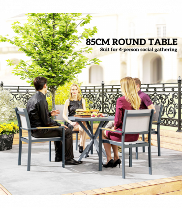 Outsunny Garden Table with Steel Frame, Wood Effect Top, for Balcony, Deck