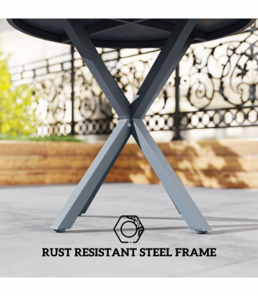 Outsunny Garden Table with Steel Frame, Wood Effect Top, for Balcony, Deck