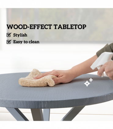 Outsunny Garden Table with Steel Frame, Wood Effect Top, for Balcony, Deck