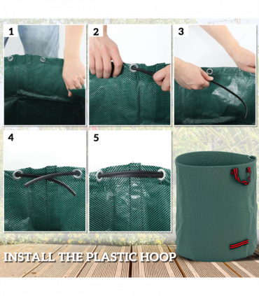 Outsunny Garden Waste Bags, 272L x 3 Heavy Duty Garden Sacks, Green