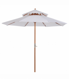 Outsunny Garden Wood Patio Parasol Sun Shade Outdoor Umbrella Canopy Cream