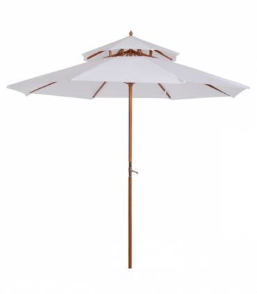 Outsunny Garden Wood Patio Parasol Sun Shade Outdoor Umbrella Canopy Cream