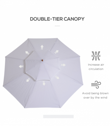 Outsunny Garden Wood Patio Parasol Sun Shade Outdoor Umbrella Canopy Cream