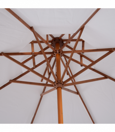 Outsunny Garden Wood Patio Parasol Sun Shade Outdoor Umbrella Canopy Cream