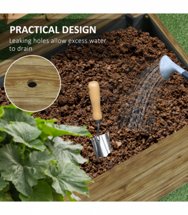 Outsunny Garden Wooden Trellis Planter Box Raised Bed w/ 4 Wheels, Natural