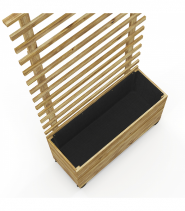 Outsunny Garden Wooden Trellis Planter Box Raised Bed w/ 4 Wheels, Natural