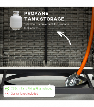 Outsunny Gas Fire Pit Table w/ Rain Cover, Mesh Lid & Lava Stone, 40,000 BTU