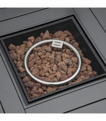 Outsunny Gas Fire Pit Table w/ Rain Cover, Mesh Lid & Lava Stone, 40,000 BTU