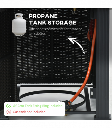 Outsunny Gas Fire Pit Table w/ Rain Cover, Windscreen & Glass Stone, 50,000 BTU