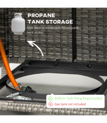 Outsunny Gas Fire Pit Table w/ Rain Cover, Windscreen & Lava Stone, 50,000 BTU