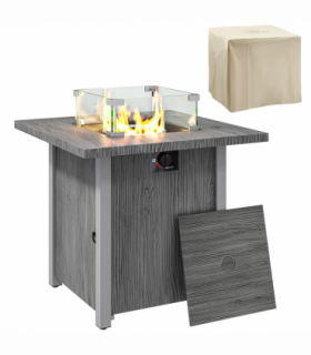 Outsunny Gas Fire Pit Table with 40,000 BTU Burner, Cover, Dark Grey