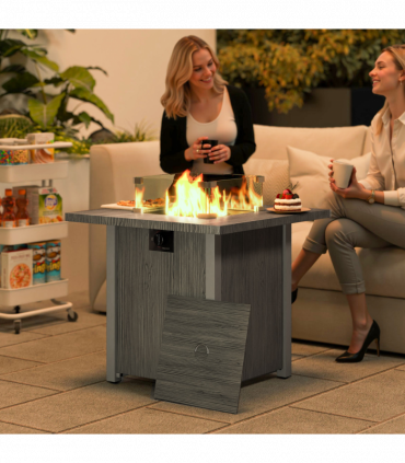 Outsunny Gas Fire Pit Table with 40,000 BTU Burner, Cover, Dark Grey