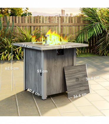 Outsunny Gas Fire Pit Table with 40,000 BTU Burner, Cover, Dark Grey