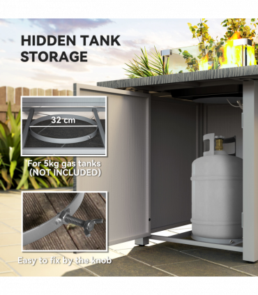 Outsunny Gas Fire Pit Table with 40,000 BTU Burner, Cover, Dark Grey