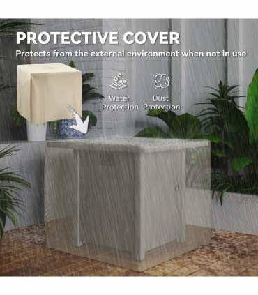 Outsunny Gas Fire Pit Table with 40,000 BTU Burner, Cover, Dark Grey