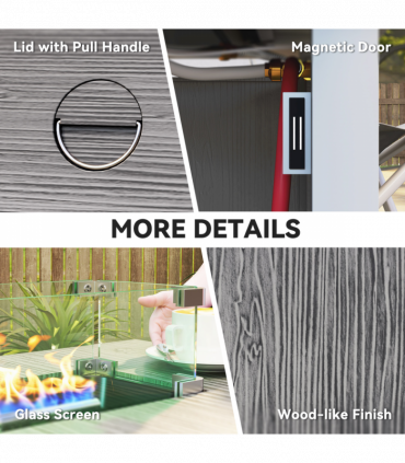 Outsunny Gas Fire Pit Table with 40,000 BTU Burner, Cover, Dark Grey