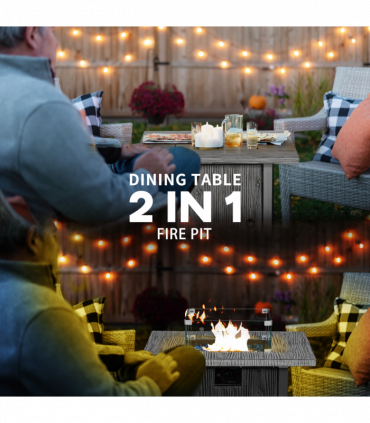 Outsunny Gas Fire Pit Table with 40,000 BTU Burner, Cover, Glass Screen, Grey