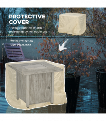 Outsunny Gas Fire Pit Table with 40,000 BTU Burner, Cover, Glass Screen, Grey