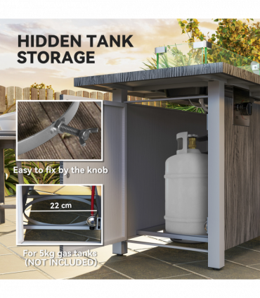 Outsunny Gas Fire Pit Table with 50,000 BTU Burner, Cover, Dark Grey