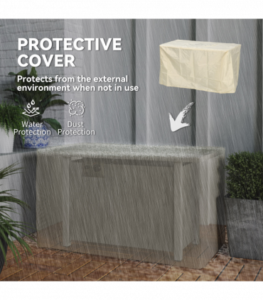 Outsunny Gas Fire Pit Table with 50,000 BTU Burner, Cover, Dark Grey