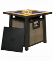 Outsunny Gas Fire Pit Table with 50,000 BTU Burner, Cover, Glass Beads, Brown
