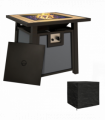 Outsunny Gas Fire Pit Table with 50,000 BTU Burner, Cover, Glass Beads, Grey