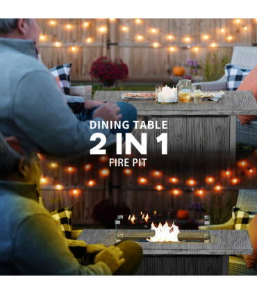 Outsunny Gas Fire Pit Table with 50,000 BTU Burner, Cover, Glass Screen, Grey