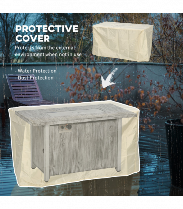 Outsunny Gas Fire Pit Table with 50,000 BTU Burner, Cover, Glass Screen, Grey