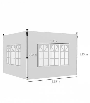 Outsunny Gazebo Side Panels for 3x3(m) or 3x4m Pop Up Gazebo, 2 Pack, White