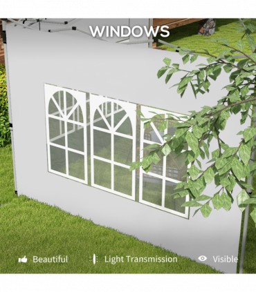 Outsunny Gazebo Side Panels for 3x3(m) or 3x4m Pop Up Gazebo, 2 Pack, White