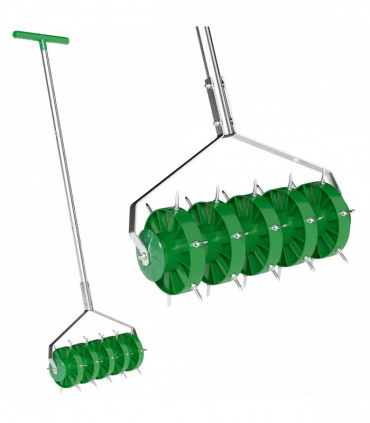 Outsunny Grass Spike Roller, Soil Aerator w/ 3 Piece Handle and T-bar Grip