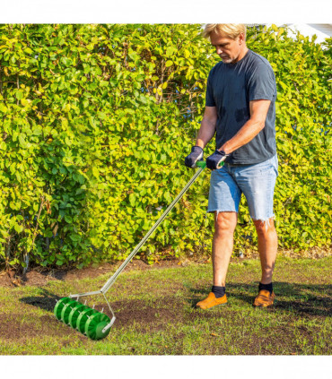 Outsunny Grass Spike Roller, Soil Aerator w/ 3 Piece Handle and T-bar Grip
