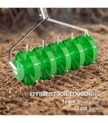Outsunny Grass Spike Roller, Soil Aerator w/ 3 Piece Handle and T-bar Grip