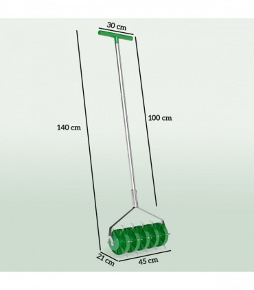 Outsunny Grass Spike Roller, Soil Aerator w/ 3 Piece Handle and T-bar Grip