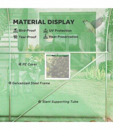 Outsunny Greenhouse Polytunnel Walk-in Grow Plant Steel 3 x 2 m Outdoor