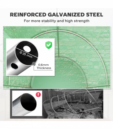Outsunny Greenhouse Polytunnel Walk-in Grow Plant Steel 3 x 2 m Outdoor