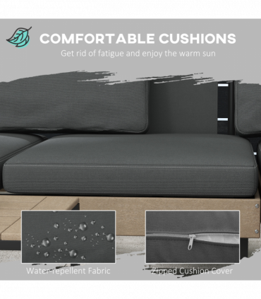 Outsunny HDPE Garden Furniture Sets with Cushions, Table, L-Shaped Sofa, Grey