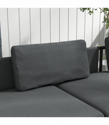 Outsunny HDPE Garden Furniture Sets with Cushions, Table, L-Shaped Sofa, Grey