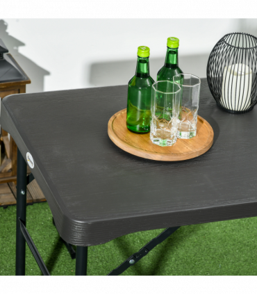 Outsunny HDPE Picnic Table Set w/ Beer Table & 2 Benches for 6, Dark Grey