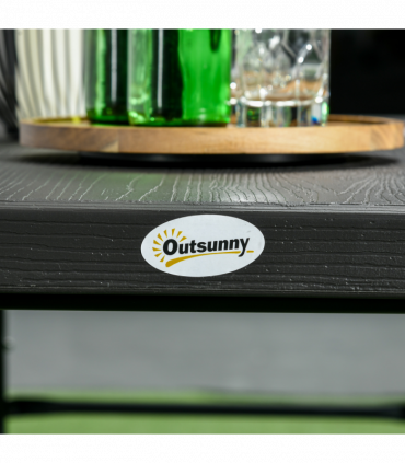 Outsunny HDPE Picnic Table Set w/ Beer Table & 2 Benches for 6, Dark Grey