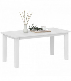 Outsunny HDPE Rectangle Garden Coffee Table, Slatted Outdoor Table, White